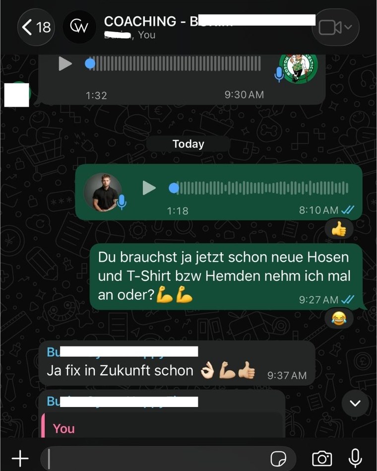 Nachricht eines Klienten
