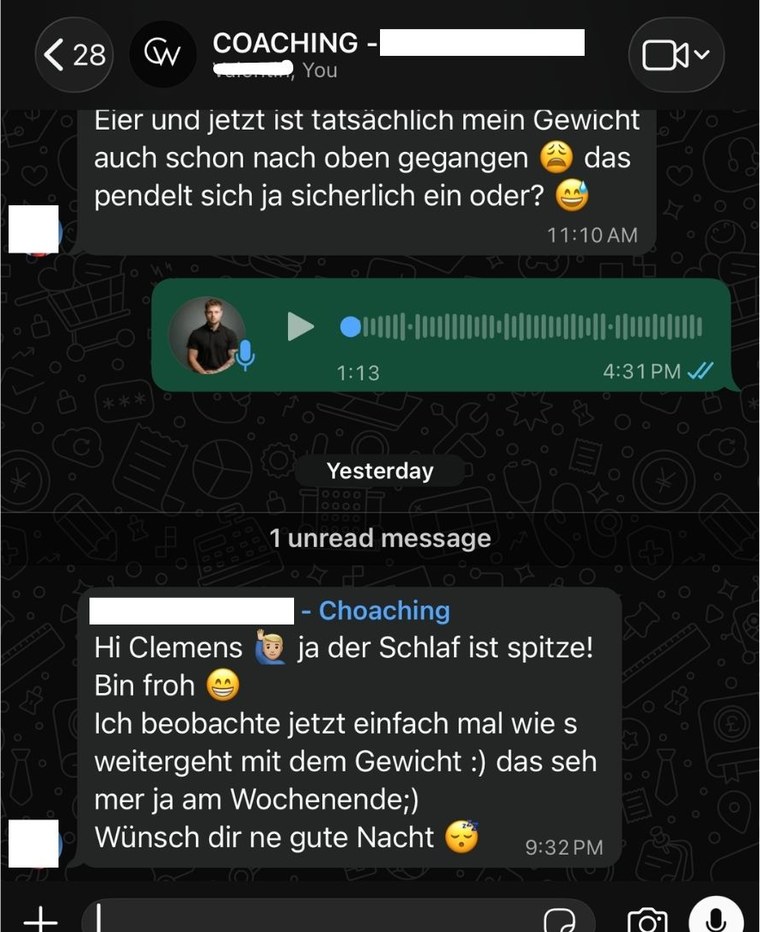 Nachricht eines Klienten