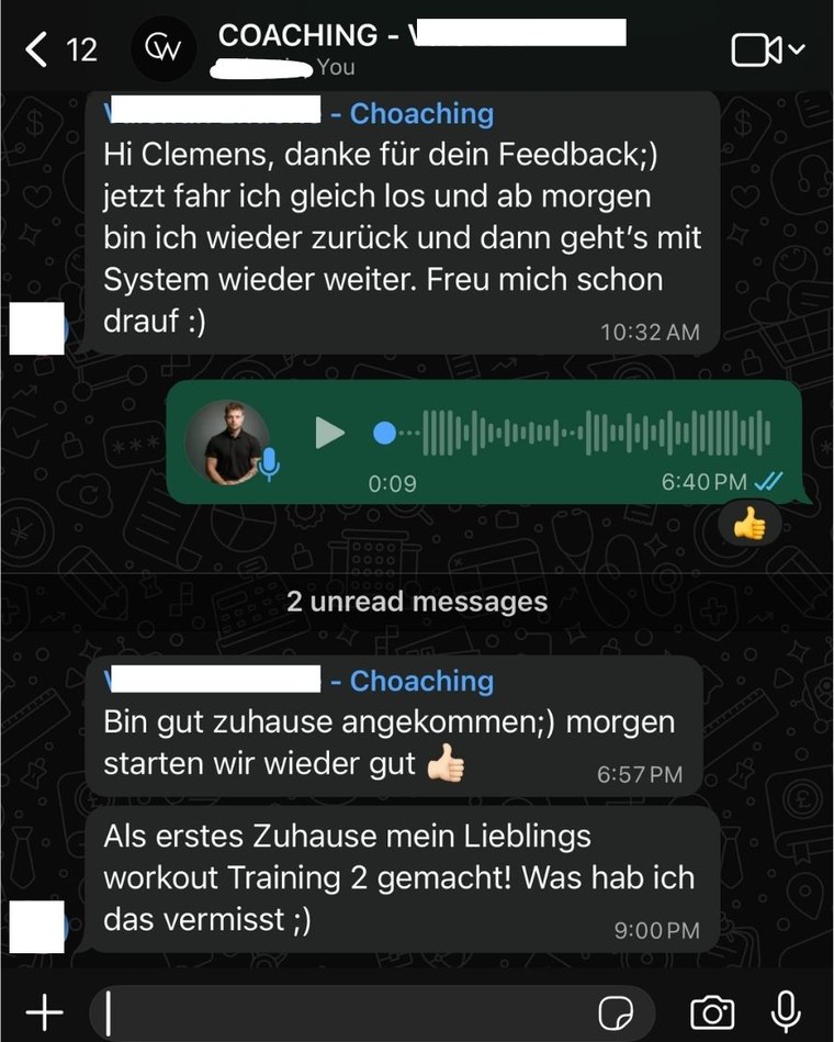 Nachricht eines Klienten